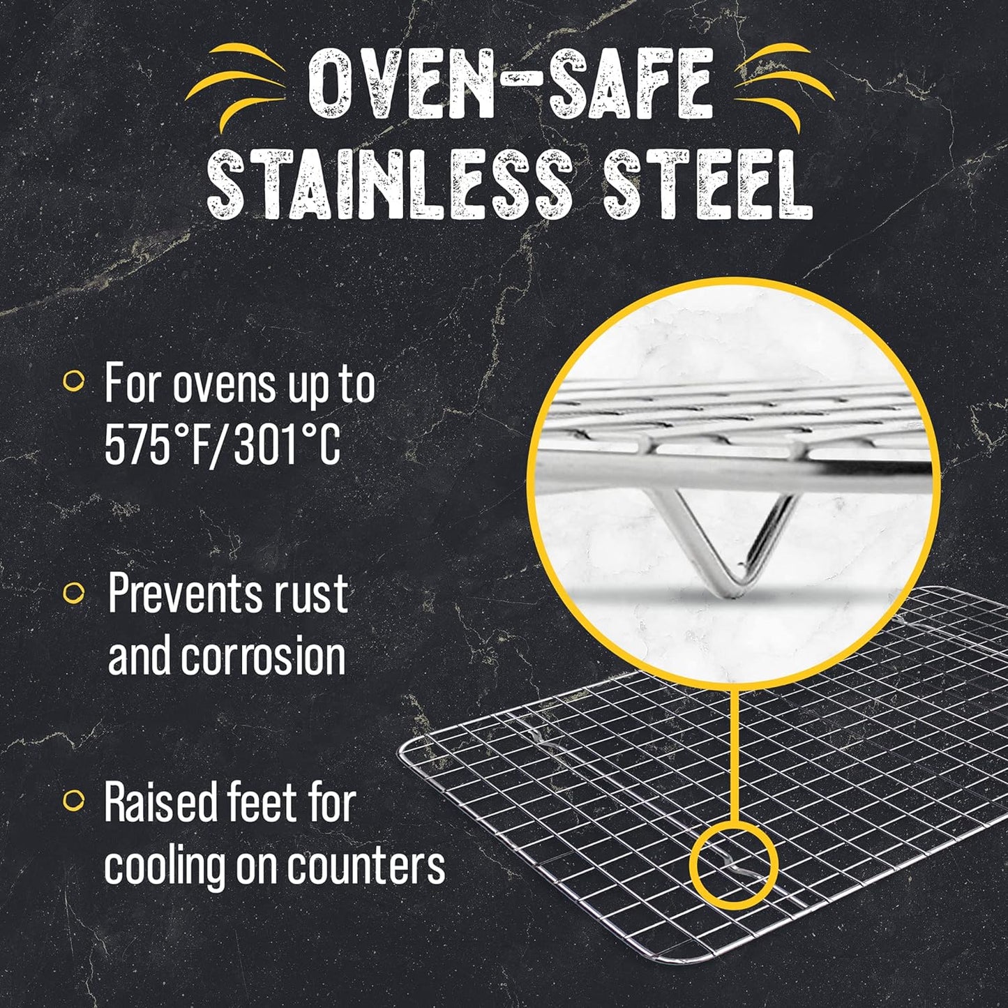 Checkered Chef Cooling Rack for Cooking and Baking - 8” x 11 ¾" Set of 2 Stainless Steel, Oven Safe Grid Wire Cookie Cooling Racks