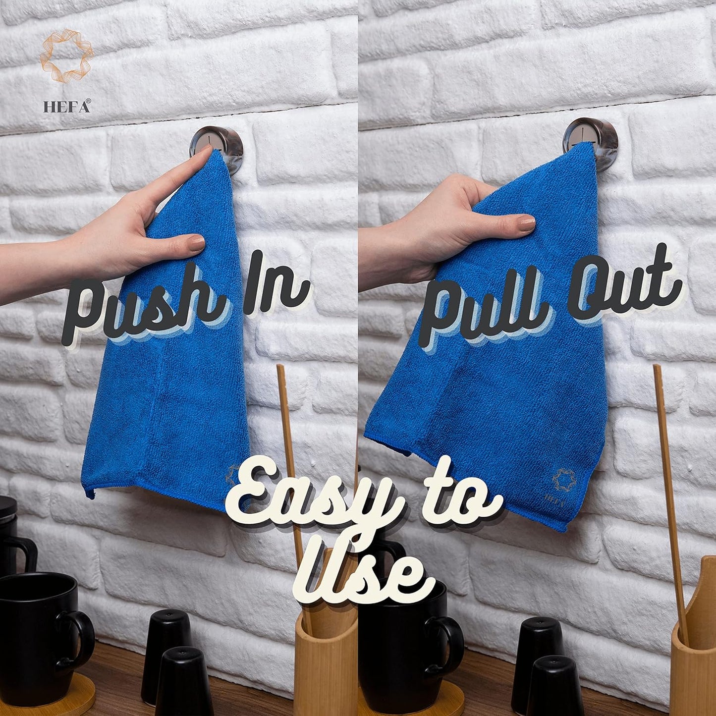 HEFA Towel Holder, Towel Hooks, Dish Towel Holder, Kitchen Organization, Bathroom Accesories, Kitchen Towel Hook, Kitchen Towel Holder, Christmas Gift, Kitchen Gadgets 4 Pack