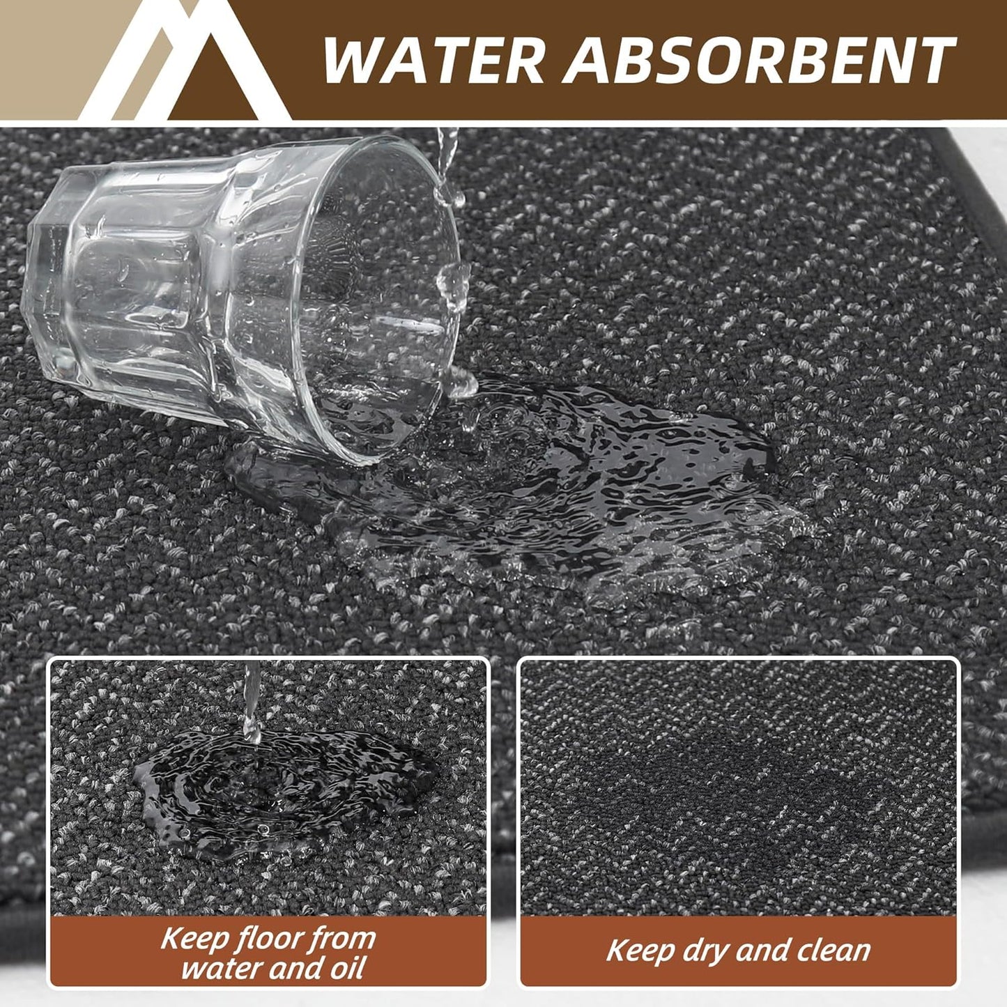 COSY HOMEER Kitchen Rugs 20"x32" Non-Slip Kitchen Mats for Floor Absorbent Stain Resistant Kitchen Floor Mat Machine Washable Rugs for Kitchen,Hallway,Sink,Dark Grey