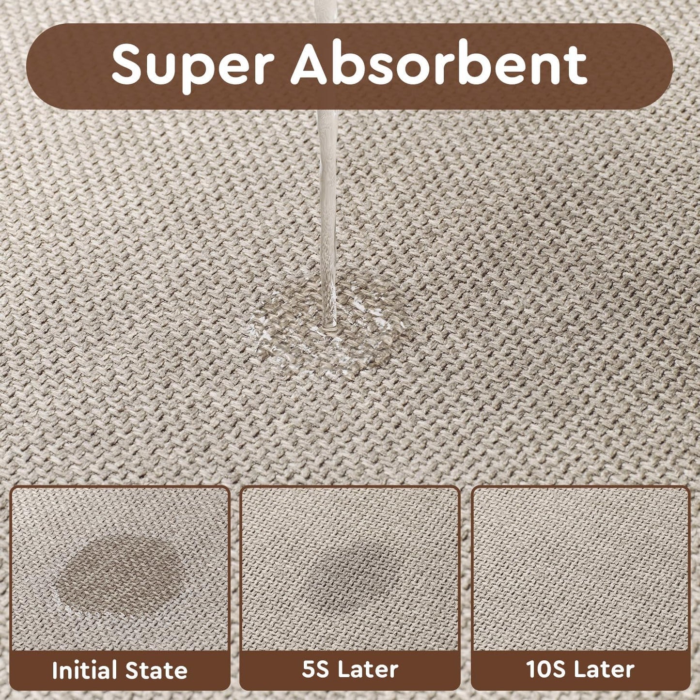 tchdio Kitchen Mats for Floor, Rubber Backed Kitchen Rugs Non Slip Washable, Superior Absorbent Kitchen Runner Rug Easy to Clean, Comfort Kitchen Floor Mat Front of Sink (Light Beige, 20" × 47")