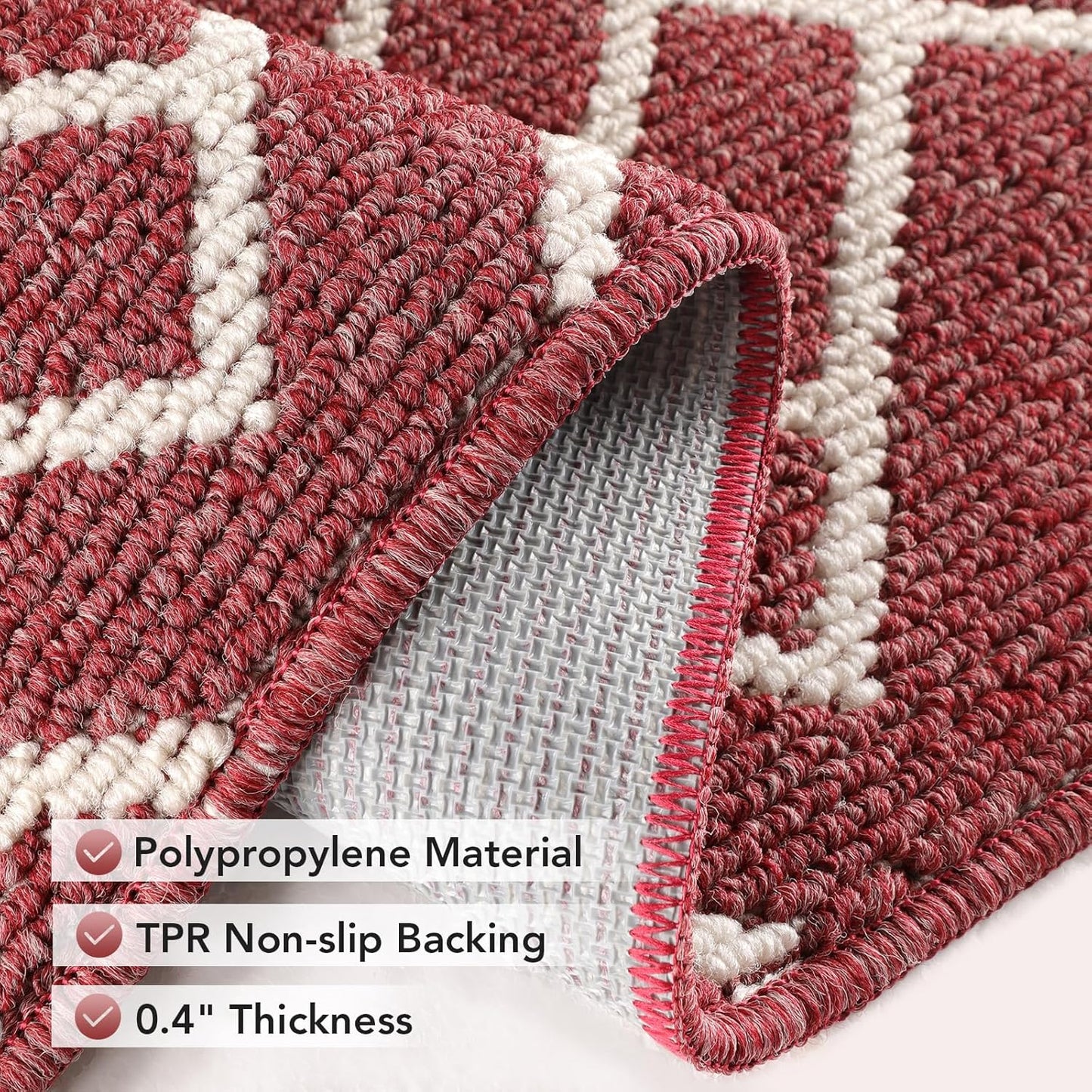 hicorfe Kitchen Rugs and Mats,Kitchen Mats for Floor,47"x71" Non Slip Runner Rug,Absorbent Resist Dirt Comfort Standing Mat Machine Washable for Entryway,Hallway,Front of Sink(Red)