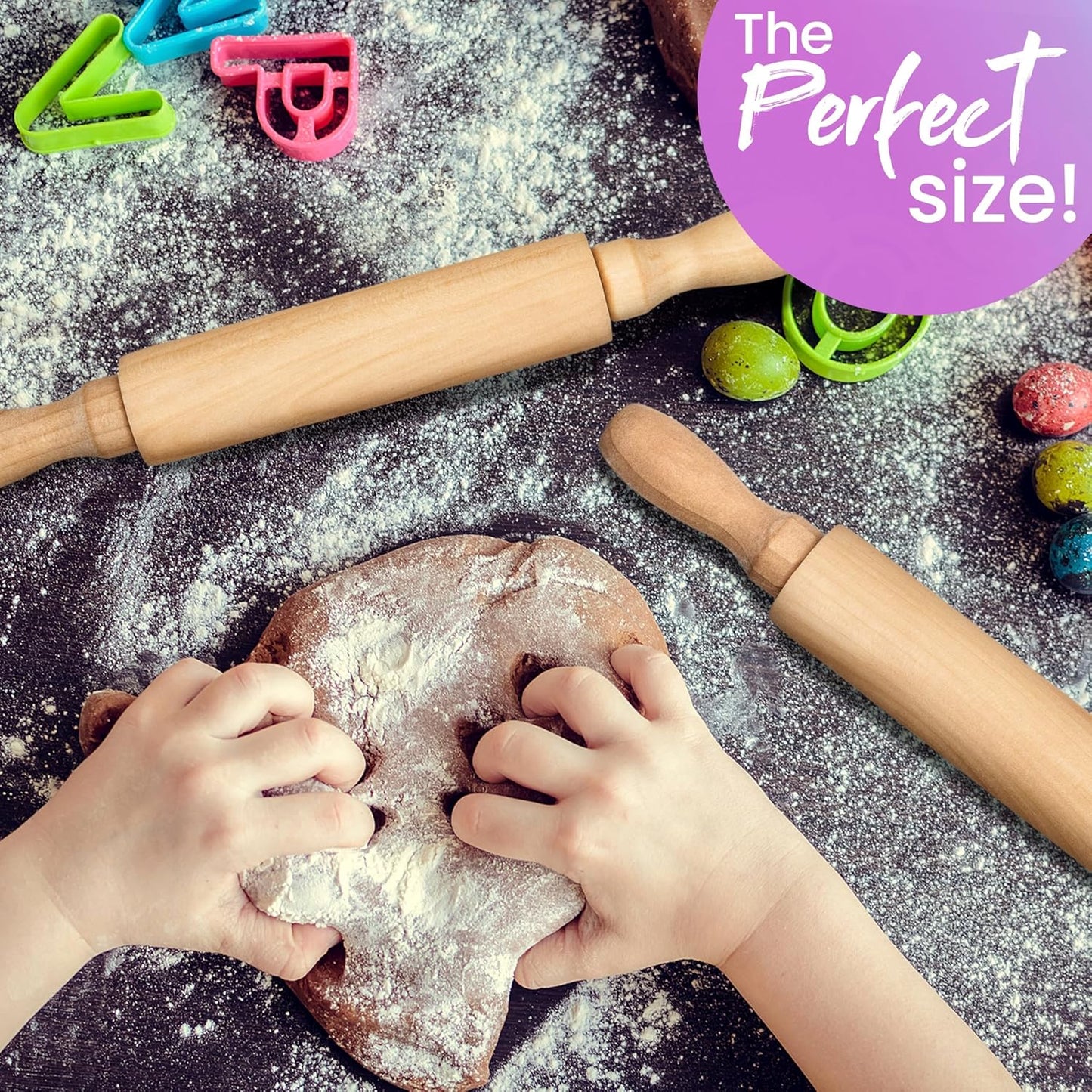 Premium Mini Rolling Pins, 8-Inch, 6-Pack – Splinter-Free, Non-Stick Hardwood for Joyful Kids’ Baking, Sensory Crafts, Play-Doh, Clay, Therapeutic Fine Motor Skill Play for Creative Young Bakers