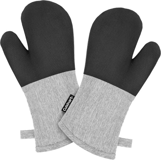 Cuisinart Kitchen Oven Mitts – Heat-Resistant Kitchen Mitts for Oven with Non-Slip Neoprene Palm, Long Cuff, and Cotton Filling – Durable Oven Gloves for Cooking, Baking, & Grilling (Chambray)