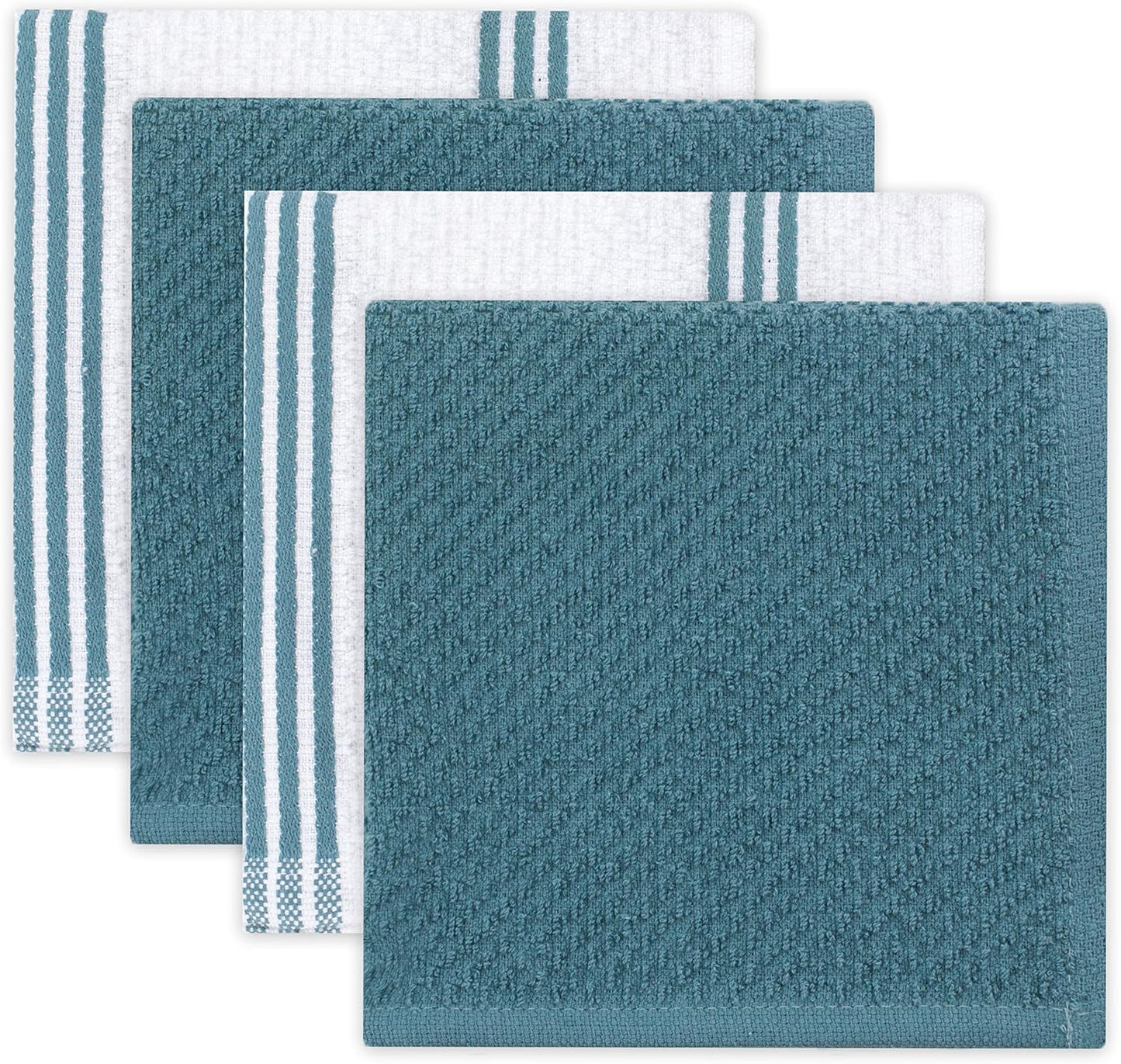 Sticky Toffee 9-Piece Kitchen Set – Blue 100% Cotton Terry Dish Towels, Dishcloths, Oven Mitts, and Pot Holders with Non-Slip Silicone, Oeko-Tex Certified