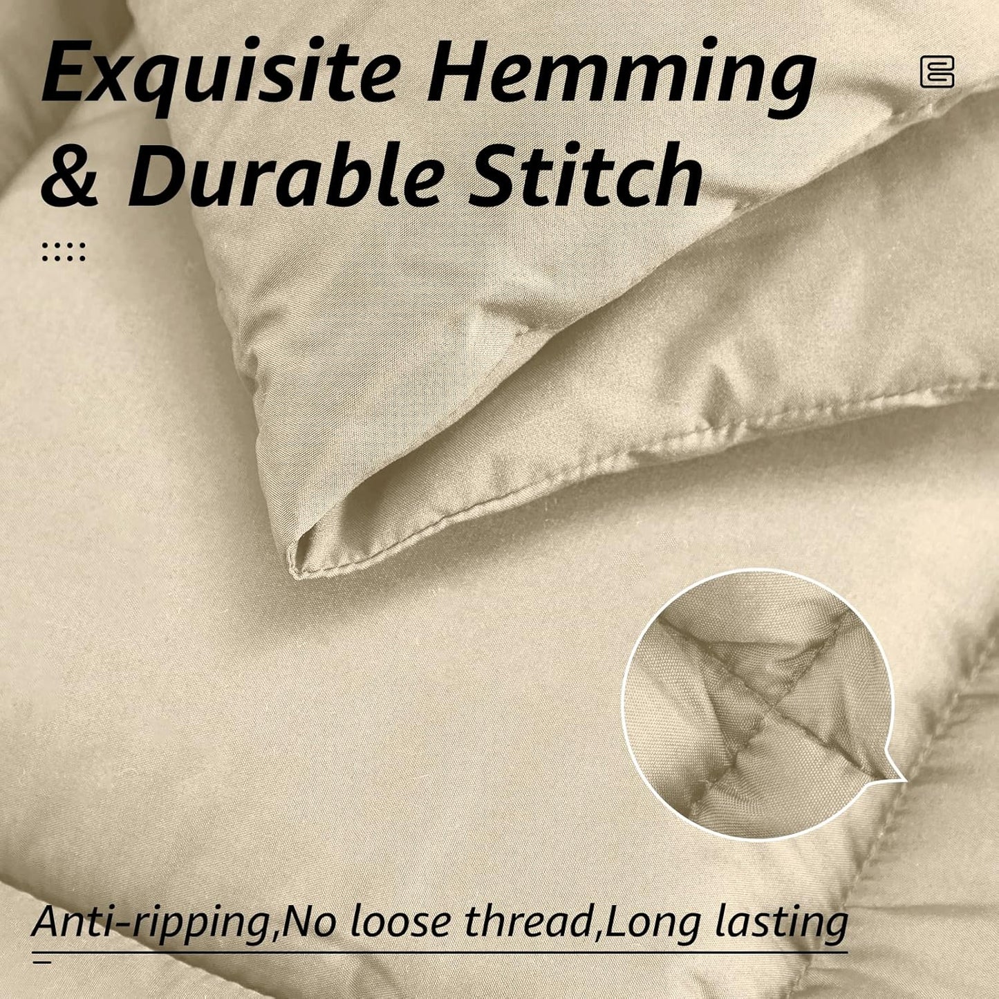 HYLEORY All Season California King Size Bed Comforter - Cooling Down Alternative Quilted Duvet Insert with Corner Tabs - Winter Warm - Machine Washable - Beige