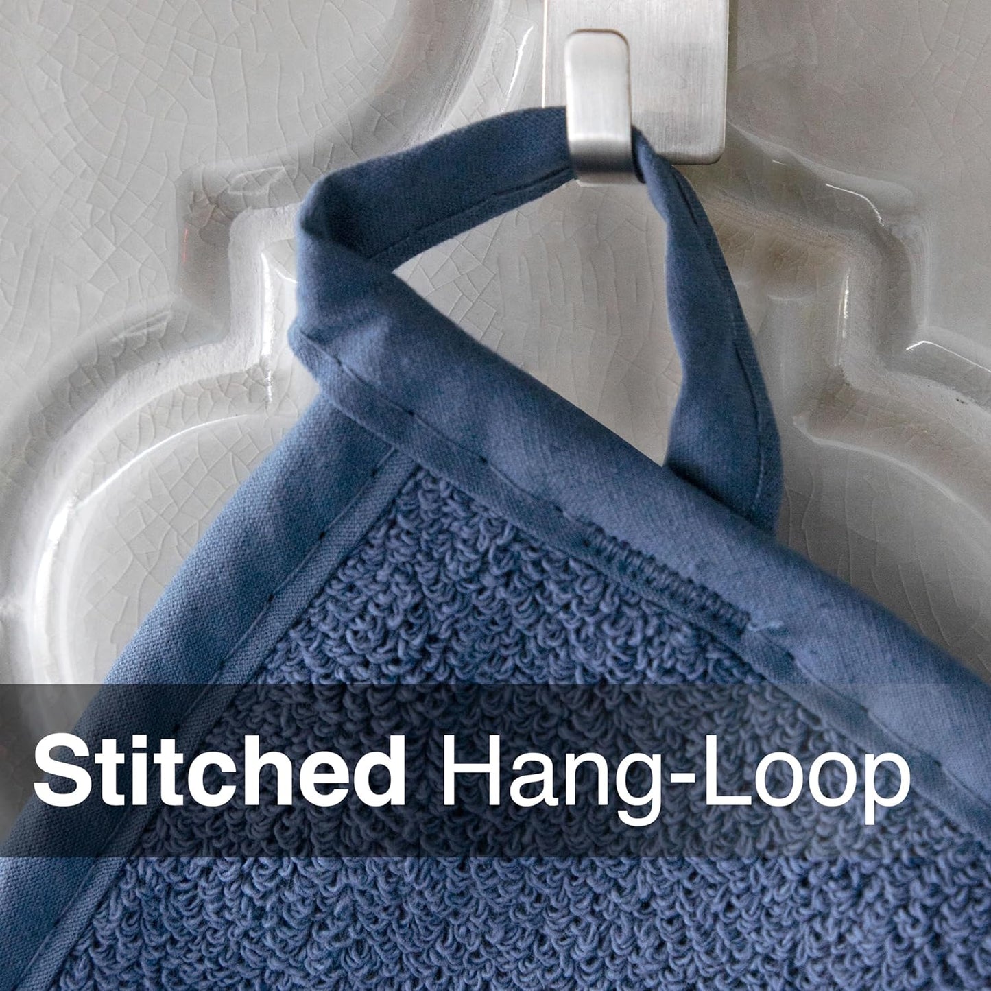 RITZ Terry Potholder & Hot Pad: Unparalleled Heat Resistant, Durable 100% Cotton – Ergonomically Designed for Optimal Grip – Easy-Care Machine Washable – 2-Pack, Federal Blue