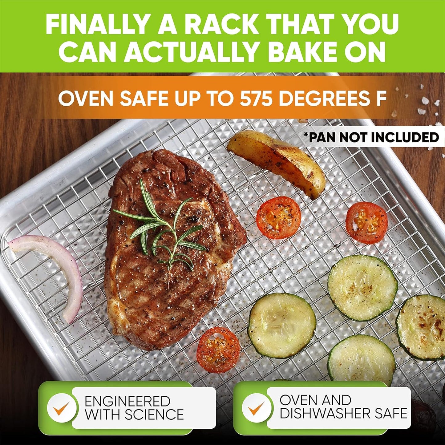 Spring Chef 10" x 15" Stainless Steel Cooling Racks for Baking - Oven Safe - Cookie Racks for Cooling Cookies - Fits Jelly Roll Pan - Perfect for Grilling, Roasting, Cooking, Drying - Set of 2