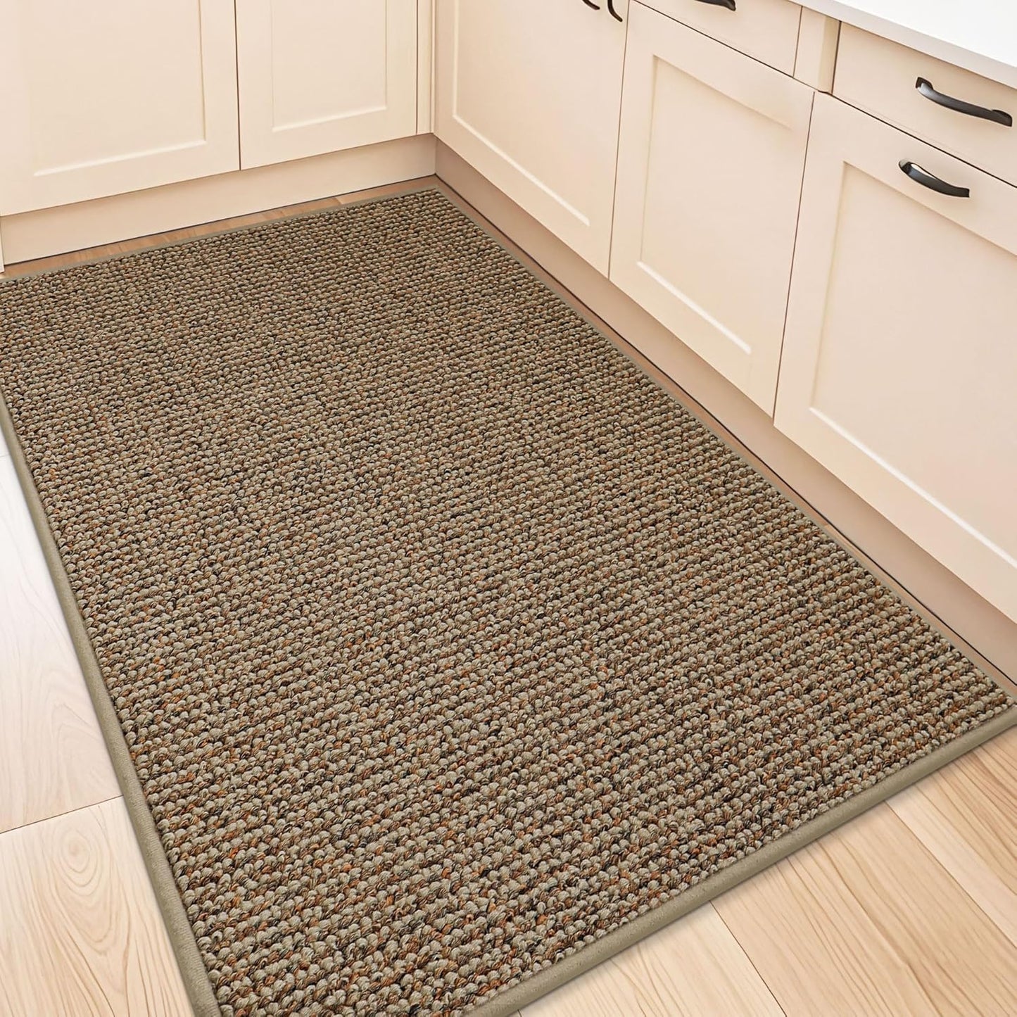 BEQHAUSE Kitchen Rugs 32"x48", Non-Slip Kitchen Mats for Floor, Super Absorbent and Stain Resistant Kitchen Rugs, Machine Washable Rugs for Kitchen, Hallway, Laundry & Sink, Taupe