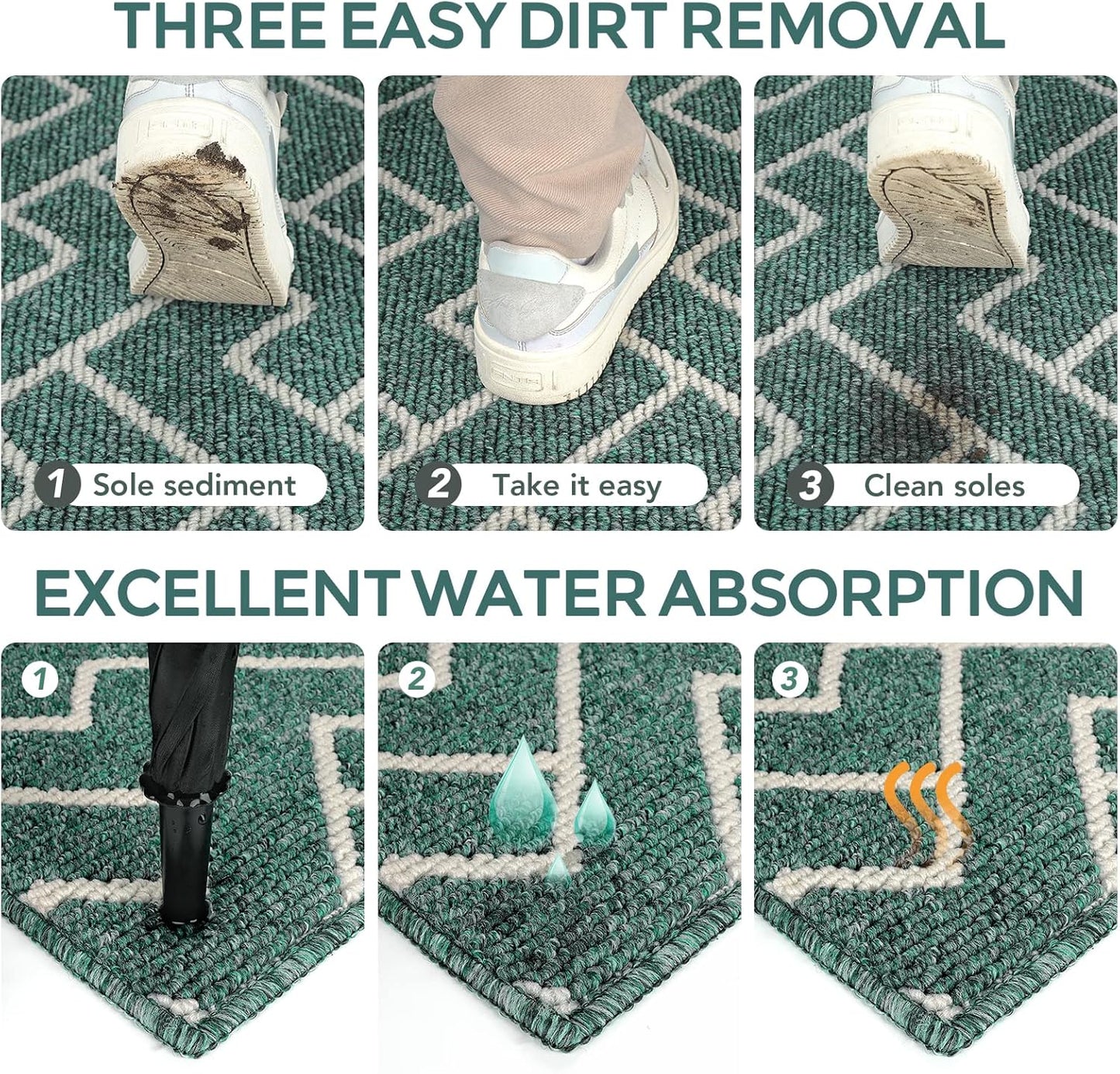 hicorfe Kitchen Rugs and Mats,Kitchen Mats for Floor,47"x71" Non Slip Runner Rug,Absorbent Resist Dirt Comfort Standing Mat Machine Washable for Entryway,Hallway,Front of Sink(Lake Blue)