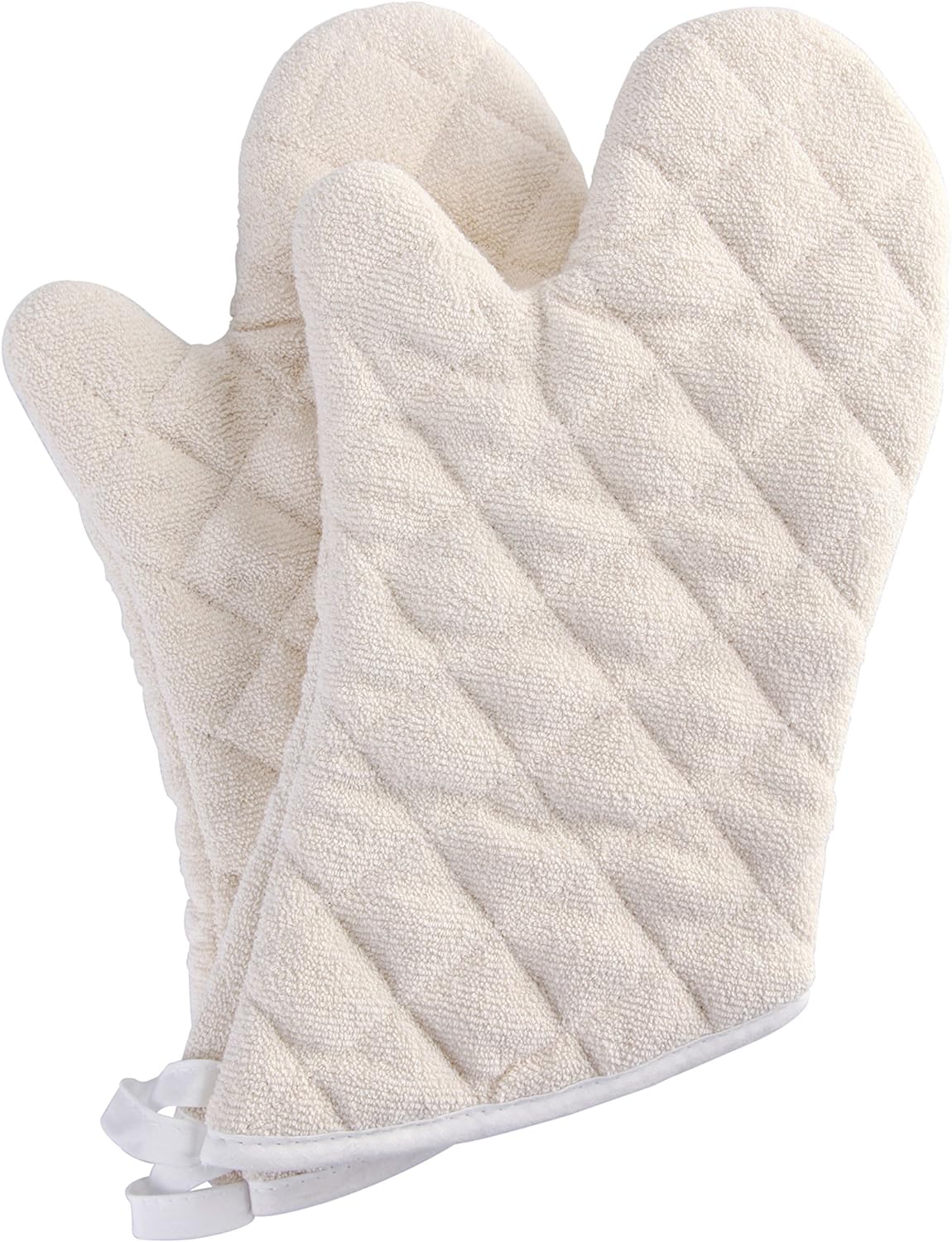Terry Cloth Oven Mitts Heat Resistant to 482° F 15 Inch 100% Cotton Set of 2