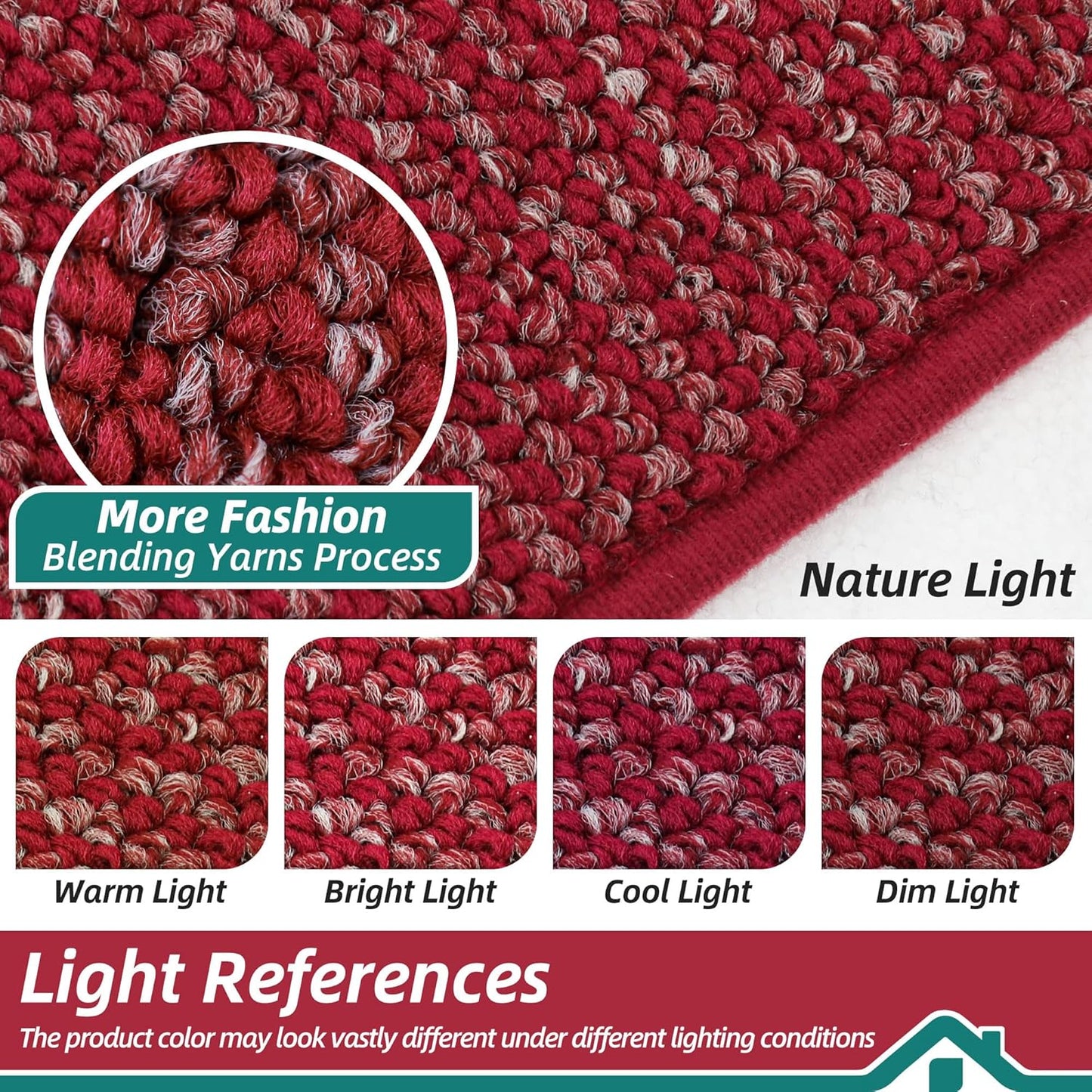 BEQHAUSE Kitchen Runner Rugs 24"x60", Non-Slip Kitchen Mats for Floor, Super Absorbent and Stain Resistant Kitchen Rug, Machine Washable Rugs for Kitchen, Hallway, Laundry & Sink, Red