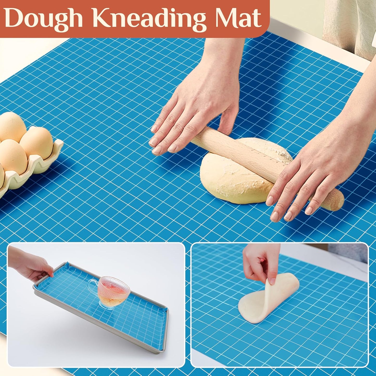 Silicone Baking Mat, 12 IN x 6 FT Free Cutting Baking Sheet, Non-Stick Reusable Dough & Pastry Mat, Non-Slip Silicone Mat Roll for Air Fryer Liner, Freeze Dryer, Oven Baking Pan, Kitchen Counter