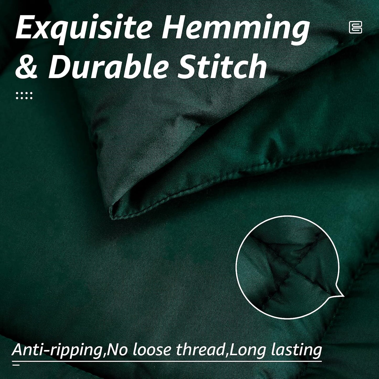 HYLEORY All Season Twin Size Bed Comforter - Cooling Goose Down Alternative Quilted Duvet Insert with Corner Tabs - Winter Warm - Machine Washable - Emerald Green