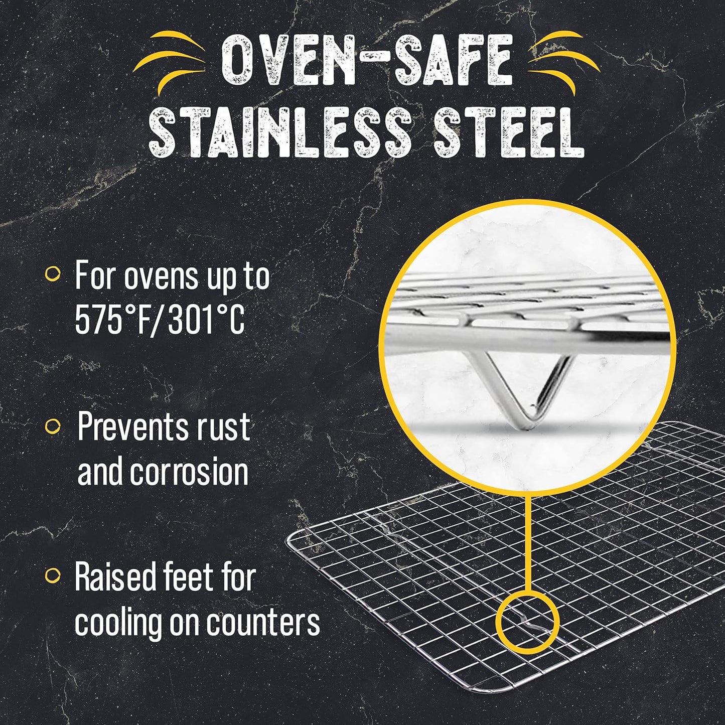 Checkered Chef Cooling Rack for Cooking and Baking - 11 ¾" x 17 Set of 2 Stainless Steel, Oven Safe Grid Wire Cookie Cooling Racks