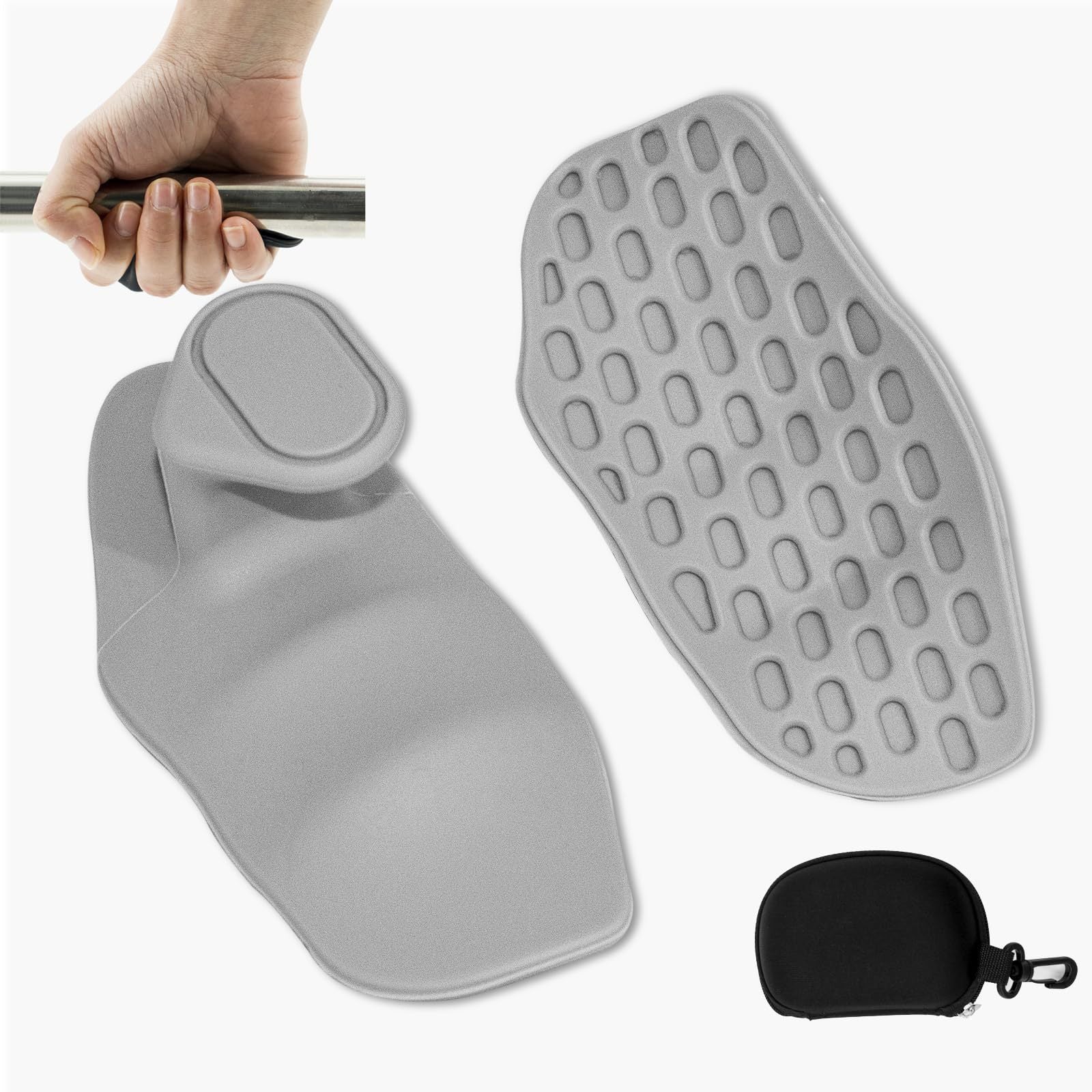 Ergonomic Anti-Slip Silicone Gym Grips for Men & Women – Fingerless Palm Protection Pads for Weightlifting, Rows & Deadlifts